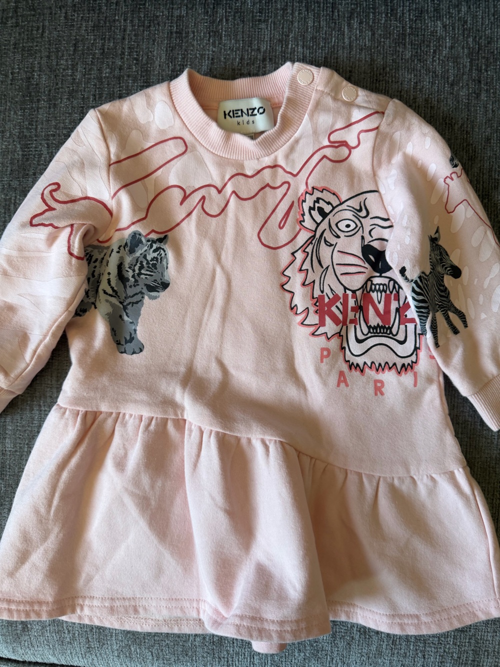 Light Pink Graphic Tiger Sweatshirt Dress